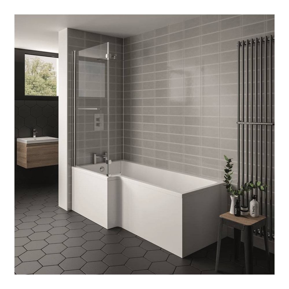 Elite 1800mm L-Shaped Shower Bath – Left Hand