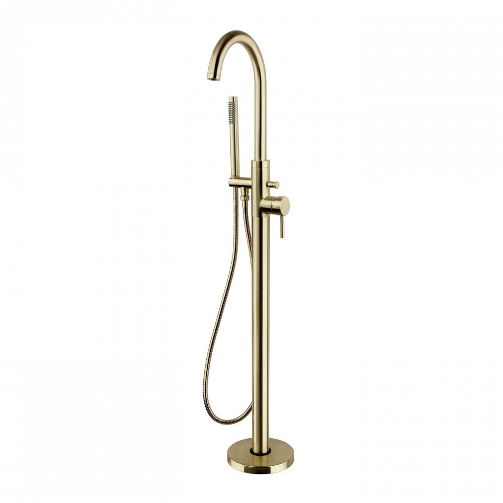 Ottone Freestanding Bath/Shower Mixer Brushed Brass